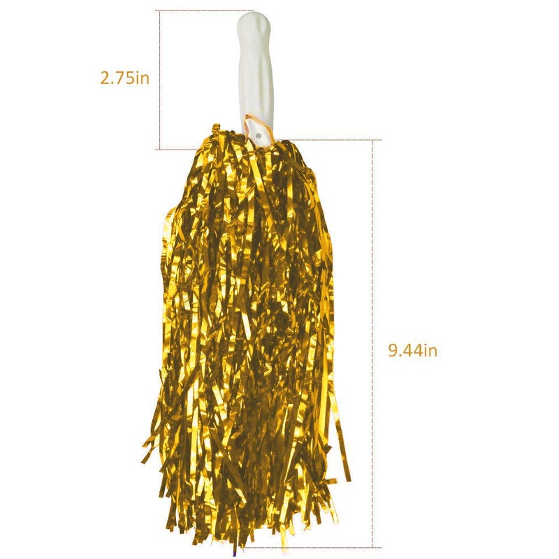 baotongle 12 PCS Cheerleading Squad Spirited Fun Poms Pompoms Cheer Costume Accessory for Party Dance Sports (Goldens) - Image 2